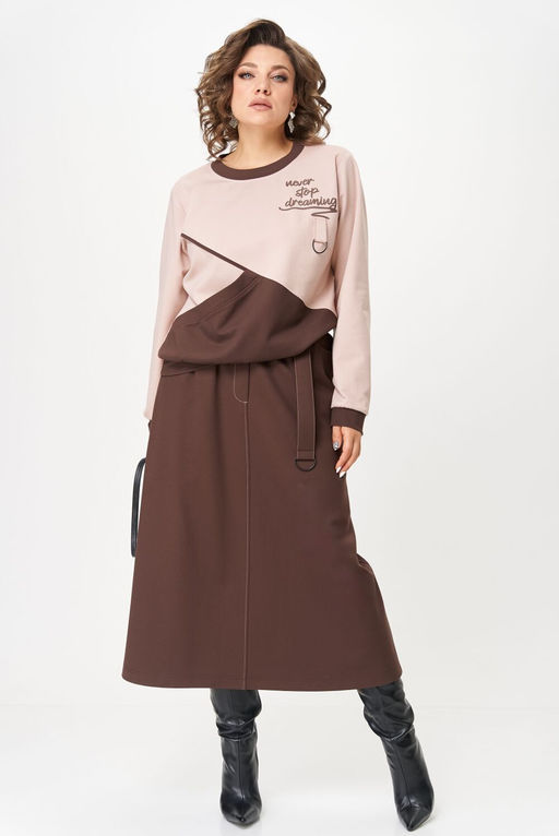 Костюм Aira Style 24129/1 пудра+коричневый