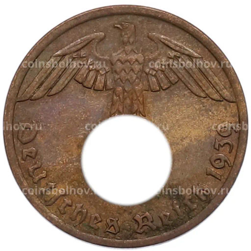 Монета 1 рейхспфенниг 1939 года A Германия