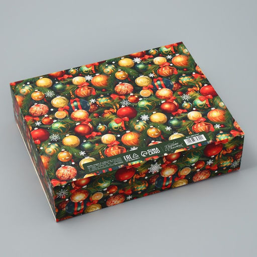 Коробка подарочная новогодняя складная «Новогодние игрушки», 31 х 24.5 х 8 см
