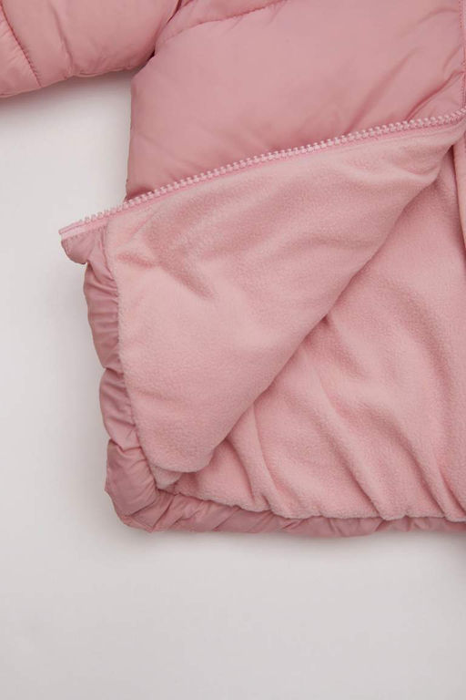 Водоотталкивающее двустороннее пальто с капюшоном для маленьких девочек - Defacto фото 3