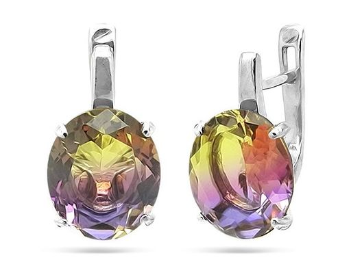 Серьги из серебра аметрин выращ., Ю-200М43