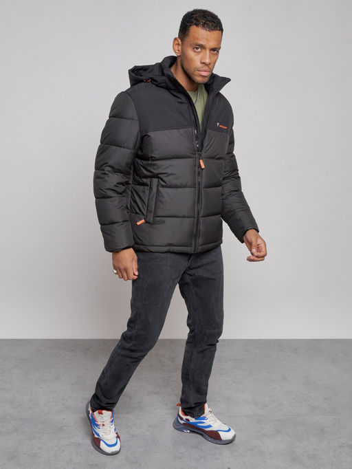 Куртка мужская зимняя с капюшоном спортивная великан черного цвета 8377Ch - Wonderrman фото 9