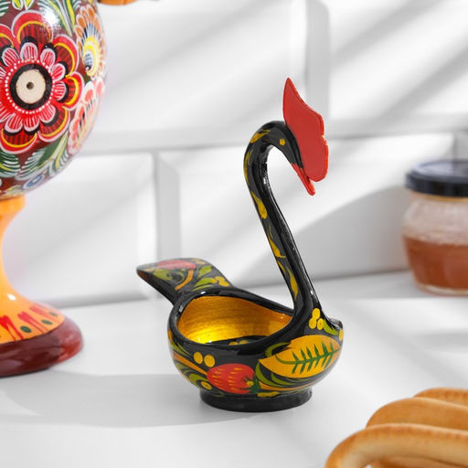 Конфетница дерево «Лебедь»,14×11×7 см, хохлома