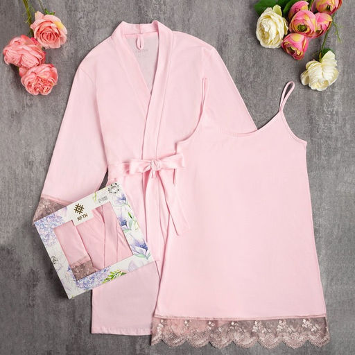 Комплект домашний женский (халат, сорочка) KAFTAN, размер 48-50, розовый