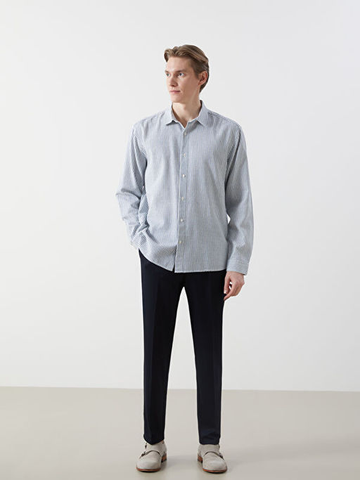 Regular Fit Uzun Kollu ?izgili Erkek G?mlek