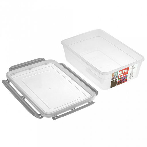 "Bergen" Контейнер для продуктов пластмассовый 2,6л, 25,8х17,9х9,2см, с защелками, пепельный жемчуг, подходит для СВЧ (Россия)
