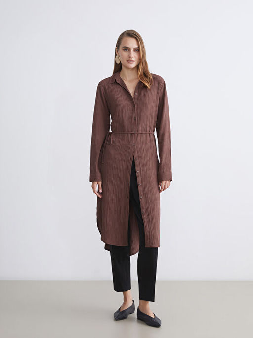 Dokulu Oversize Kad?n G?mlek Tunik