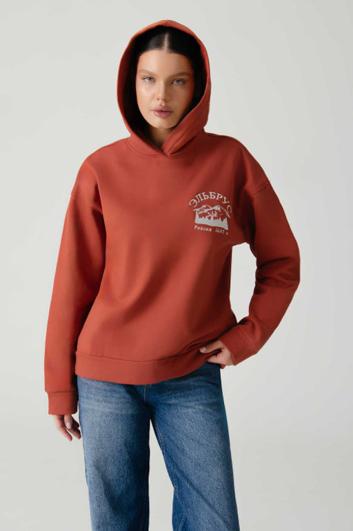 Арт. 15126 Худи женское с капюшоном 44-52 (5 шт) Цвет:терракотовый - Калинка фото 6