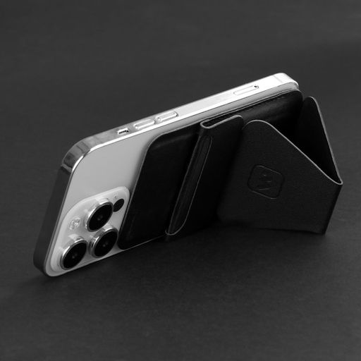 Магнитный кошелёк-подставка Windigo, поддержка Magsafe, для iPhone 12/13/14/15, графитовый чёрный  фото 3