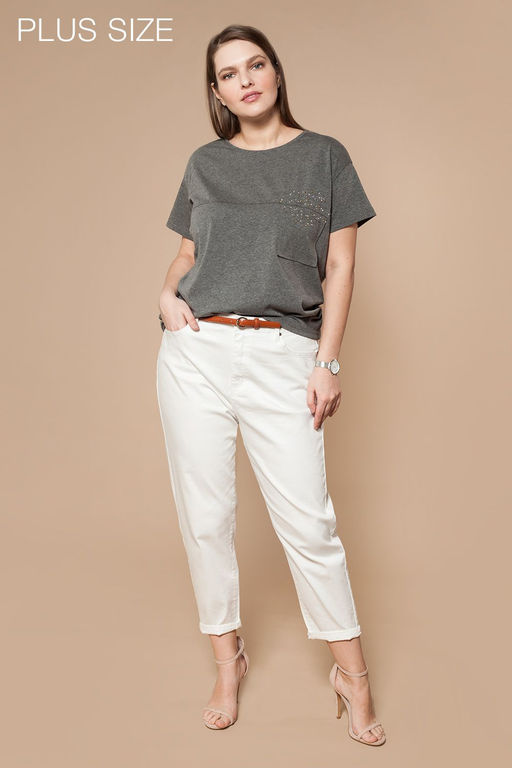 Футболка из хлопка с эластаном со стразами