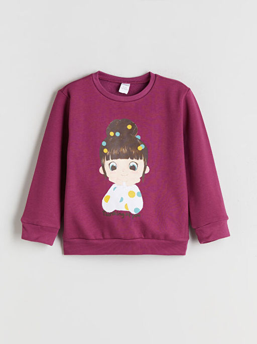 Bisiklet Yaka K?z ?ocuk Sweatshirt 2li