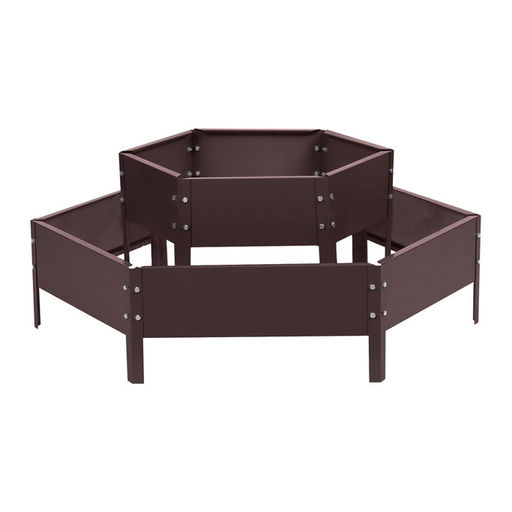 Клумба оцинкованная, 2 яруса, d=60-100 см, высота бортика 30 см, коричневая, Greengo фото 8