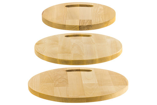 Комплект 3 досок 35*35*1,8 см, 30*30*1,8 см, 25*25*1,8 см "Круг с ручкой" на дер. подстав.