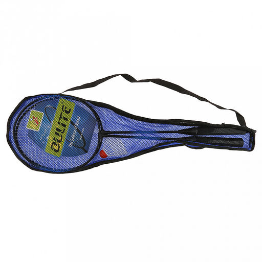 Ракетка для бадминтона 62х21см, набор 2 штуки, в сумке спанбонд/сетка-полиэстер, на молнии, с ремешком + волан пластмассовый 6,5см, цвета в ассортименте: синий; фуксия (Китай)