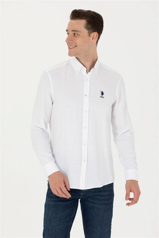 U. S. Polo Assn / Мужская белая базовая рубашка с длинным рукавом - U.s. polo assn фото 8