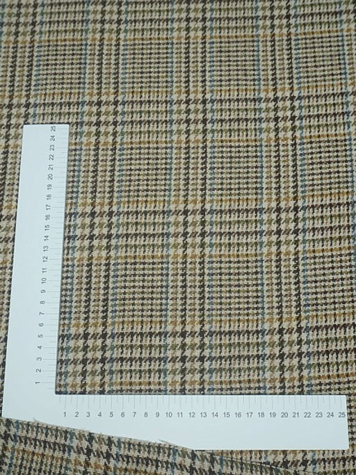 Шерсть пальтово-костюмная Твид Гусиная лапка-клетка цв.коричневый, ш.1.5м, шерсть-50%, п/э-50% - Купава фото 8