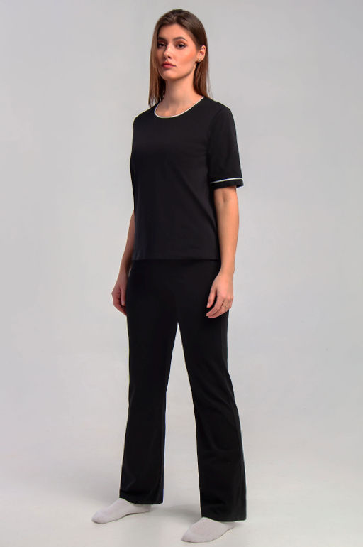 Арт. 10701 Домашняя пижама с брюками 42-50 (5 шт) Цвет:черный