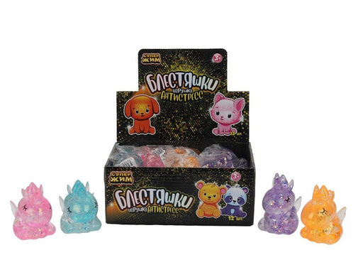 Супер Жим. Игрушка-антистресс "Блестяшки. Единорог" в ассорт., дисплей уп-12шт. арт.ZXL24040903-4-RU