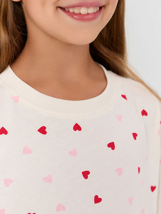 Сорочка ночная для девочек бежевая в сердечки - Mark formelle фото 4
