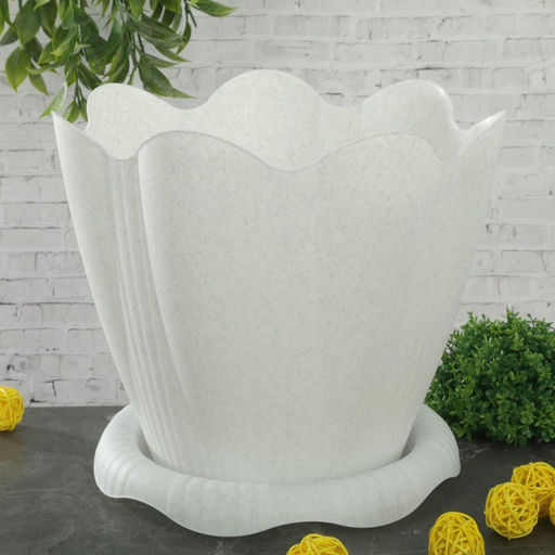 Горшок для цветов с поддоном «Эдельвейс», 5.3 л, d=24 см, h=21.8 см, мраморный