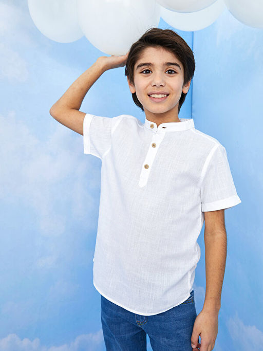 Hakim Yaka Basic K?sa Kollu G?mlek - Waikiki фото 2