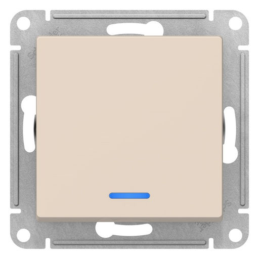 Выключатель SE ATLASDESIGN, 10 А, 1 клавиша, IP20, скрытый, с подсветкой, бежевый, ATN000213