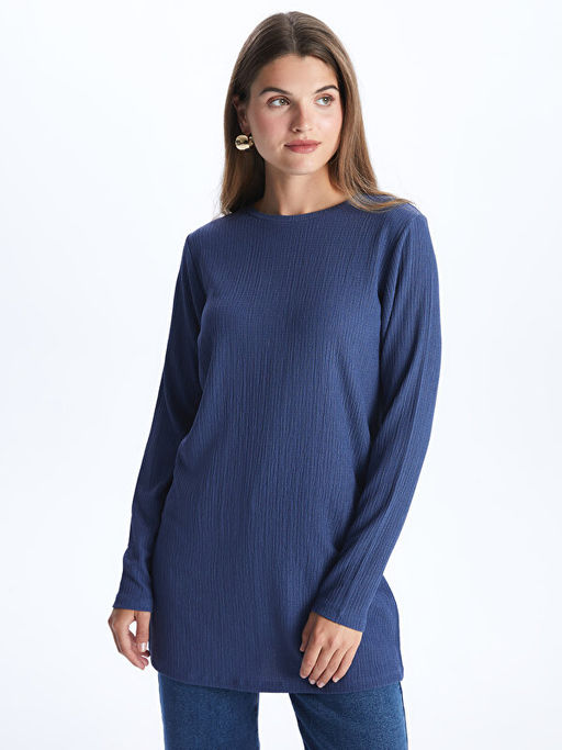 Bisiklet Yaka D?z Uzun Kollu Kad?n Tunik