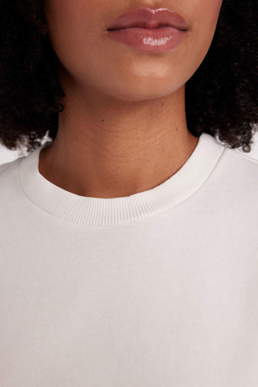 Базовая футболка Oversize с круглым вырезом и короткими рукавами - Defacto фото 5