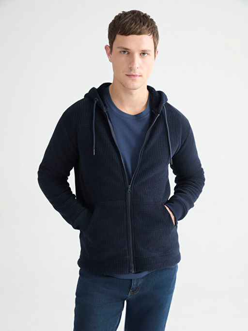 Kap??onlu Polar Erkek Fermuarl? Sweatshirt