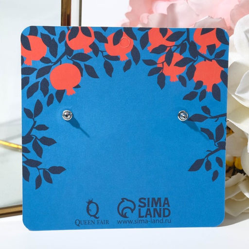 Серьги пластик Гранат, цвет красно-белый в серебре - Queen fair фото 4