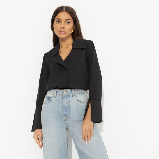 Блуза с разрезами на манжетах Амбассадор стиля (black) - Charutti фото 2