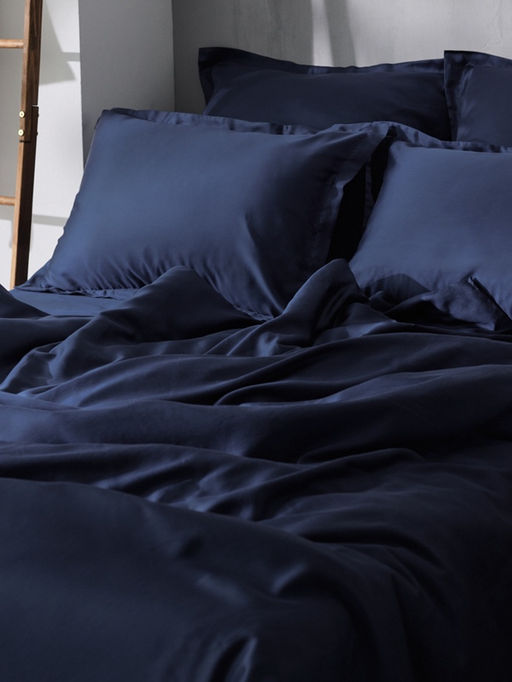 Простыня на резинке 2-спальная SL Home Tencel, 180×200+30 см, тенсель, синяя