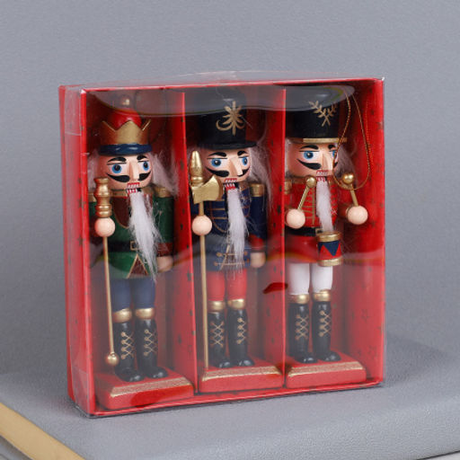 Новогоднее украшение Щелкунчик 3 штуки 12 см / TU-478 /уп 48/ - Галеонтрейд фото 3