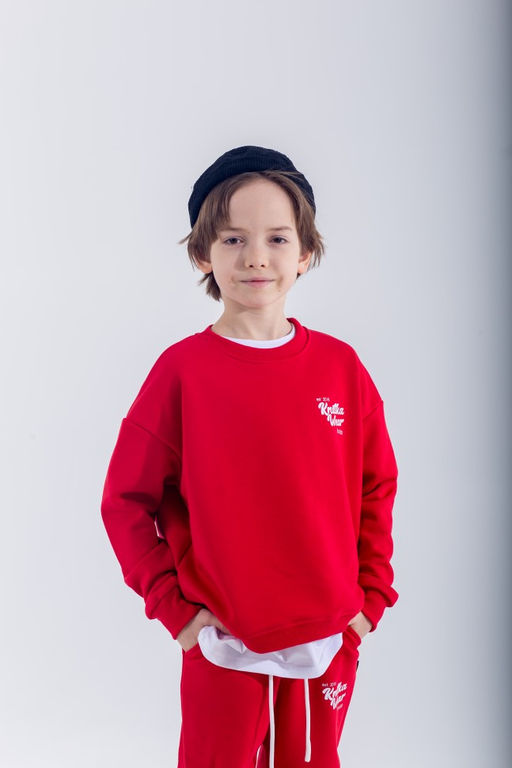 072 Детский костюм, красный (3хнитка петля)