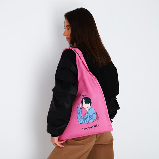 Сумка мешок Love yourself, 40 х 35см, розовая - NAZAMOK KIDS фото 3