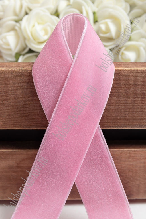 Лента бархатная 2,5 см*20 ярд (SF-2322) розовый №36