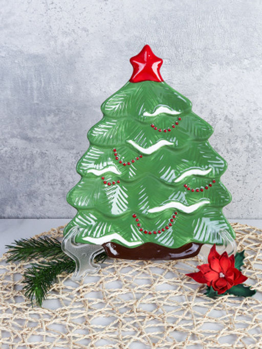 Блюдо новогоднее 22х17 см Елка / NX249313-1 /уп 48/ - ГалеонТрейд фото 2