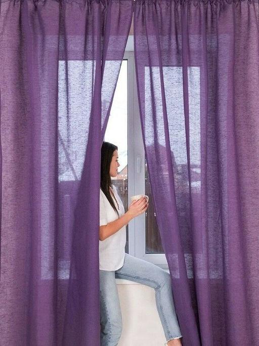 Штора гладкокраш. Клематис тесьма п/лен 145*270 см. - Лен поволжья фото 3