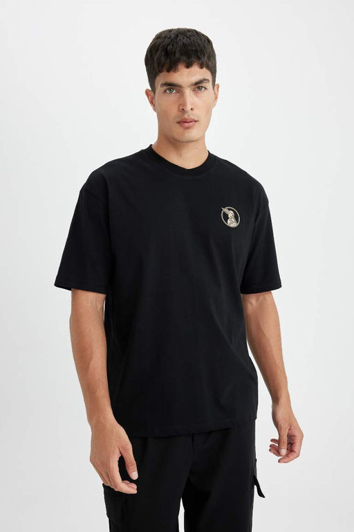 Футболка Oversize с круглым вырезом и короткими рукавами с принтом на спине - Defacto фото 5