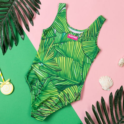 Купальник для девочки слитный KAFTAN: Tropical, зелёный, размер 32 (110-116 см)
