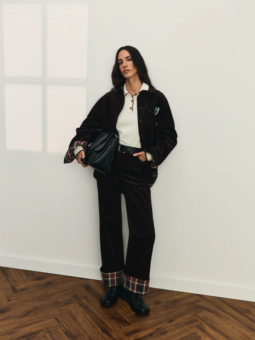 Брюки из вельвета с контрастными подворотами / Zarina