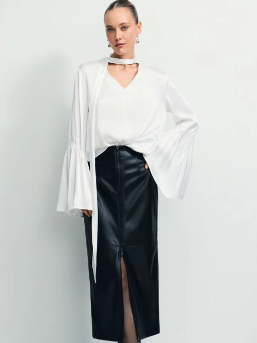 Юбка из искусственной кожи с молнией / Zarina