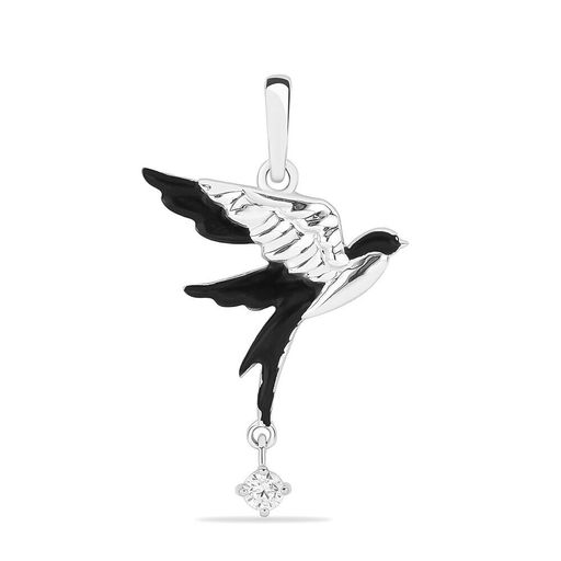 Подвеска, куб.циркон., Ласточка