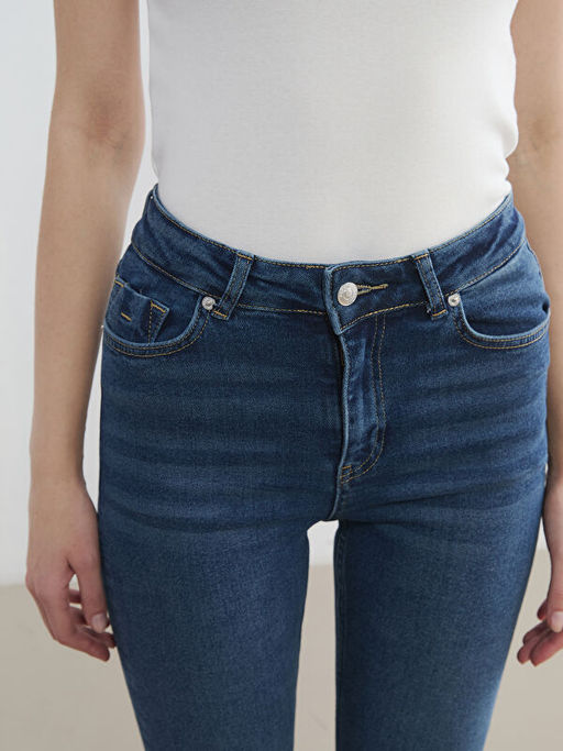 Y?ksek Bel Flare Kad?n Jean Pantolon