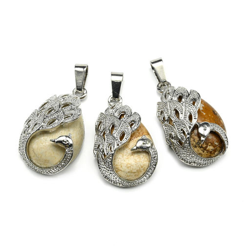 Подвеска с яшмой бежевой Птица 20*30мм