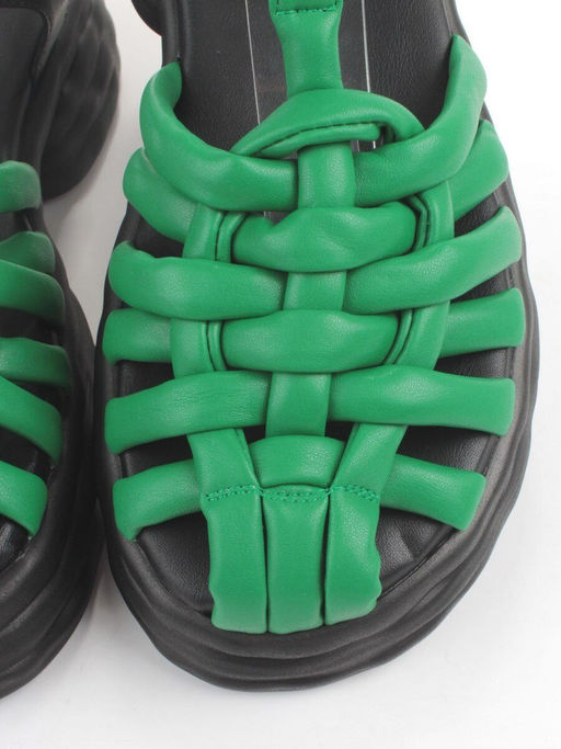 08-PEAG48-2 BLACK/GREEN Босоножки женские (натуральная кожа) - Фабричный китай фото 8