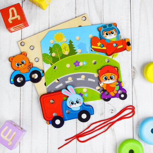 Деревянная игрушка-шнуровка Транспорт - Лесная мастерская фото 4