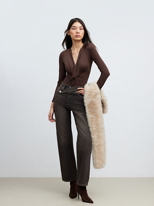 Kruvaze Yaka B?zg?l? Bodysuit