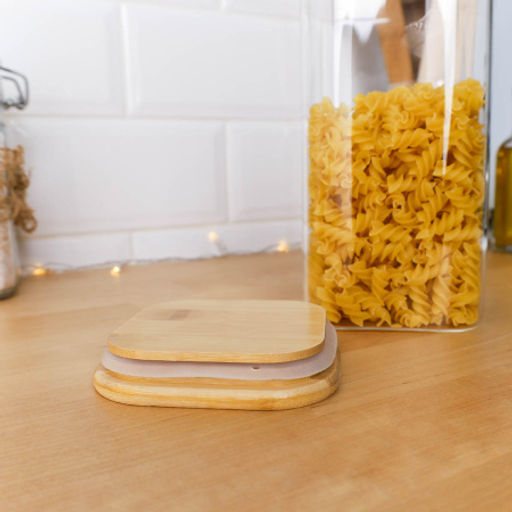 Банка квадратная бамбуковая крышка 1300 мл диаметр 100/20 см - Галеонтрейд фото 3