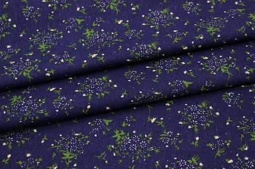 Теплый хлопок Мелкое соцветие на фиолетово-чернильном, СОРТ2, ш.1.45м, хлопок-100%, 160гр/м.кв - Купава фото 2